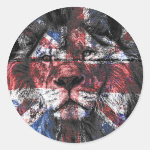 Adesivo Redondo Union Jack Lion