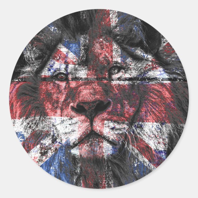 Adesivo Redondo Union Jack Lion (Frente)