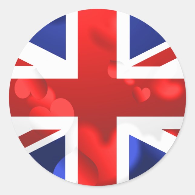 Adesivo Redondo Union Jack Love (Frente)