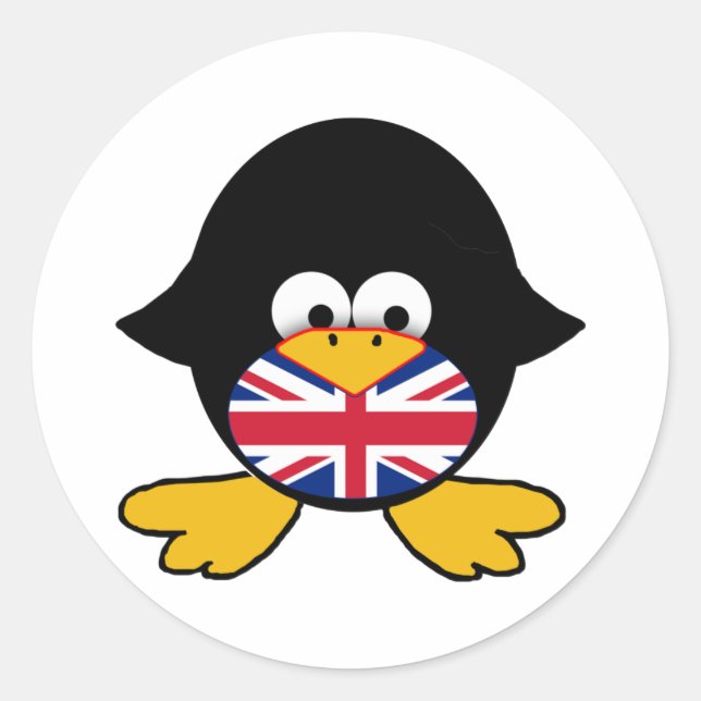 Adesivo Redondo Union Jack Penguin (Frente)