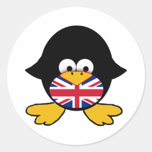 Adesivo Redondo Union Jack Penguin