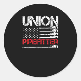 Adesivo Redondo Union Pipefitter Union Strong USA American Flag Ru