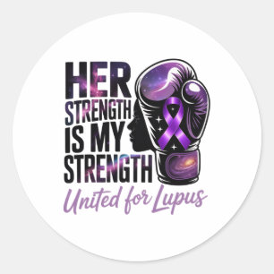 Adesivo Redondo United For Lupus Purple Awarness Ribbon And Boxin