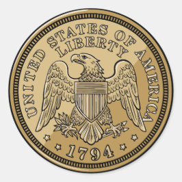 Adesivo Redondo United States Liberty Eagle Coin Art