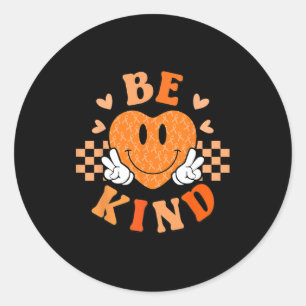 Adesivo Redondo Unity Day Orange Heart Be Kind Anti Bullying Teach