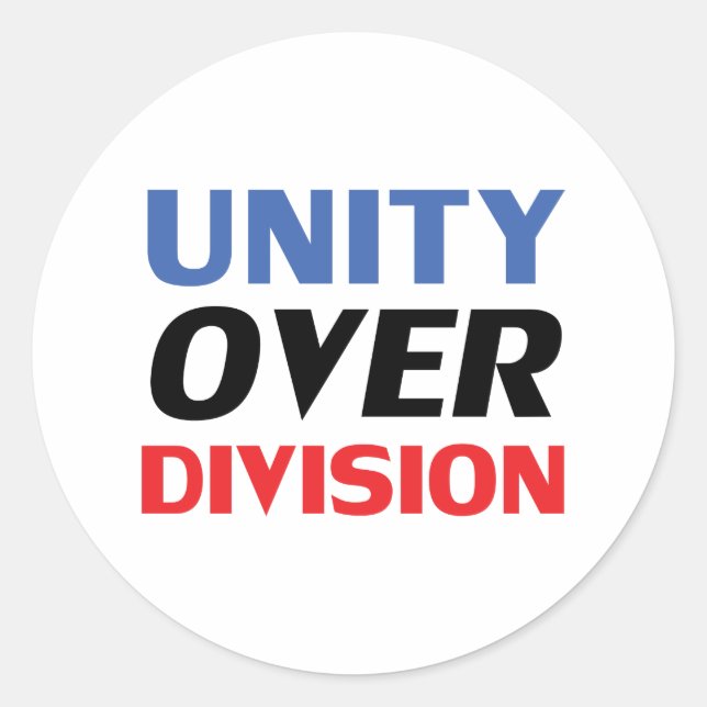 Adesivo Redondo "Unity over Division" azul vermelho branco (Frente)