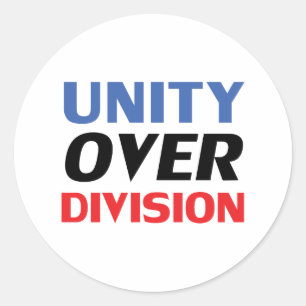 Adesivo Redondo "Unity over Division" azul vermelho branco