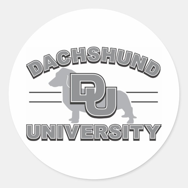 Adesivo Redondo Universidade Dachshund (Frente)