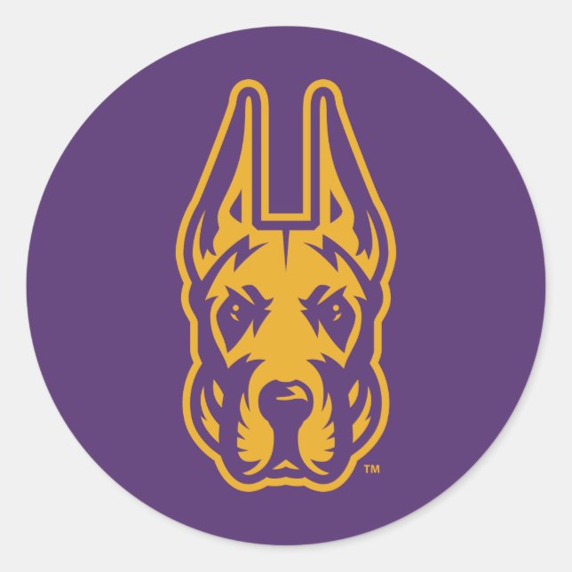 Adesivo Redondo Universidade de Albany Great Dane Mascot Head (Frente)