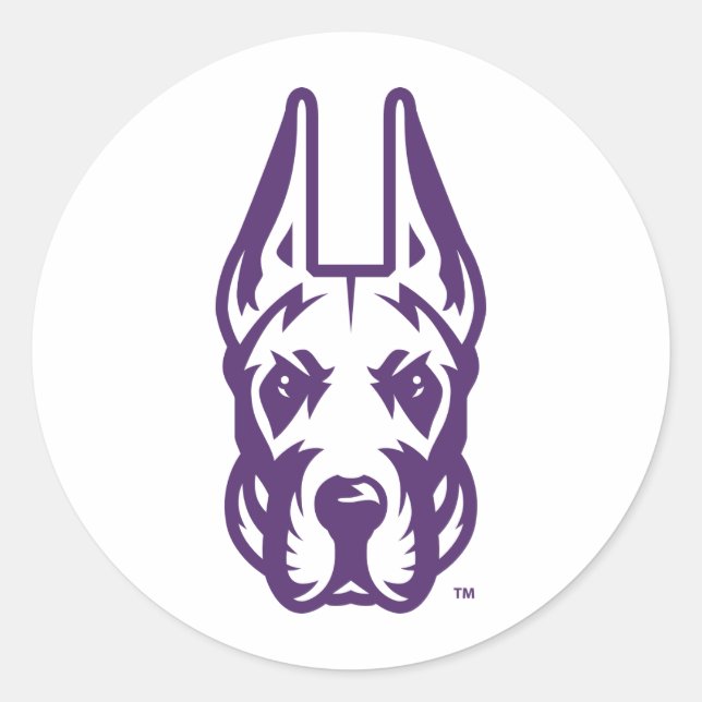 Adesivo Redondo Universidade de Albany Great Dane Mascot Head (Frente)