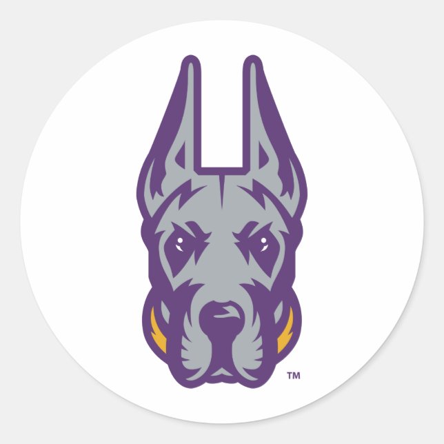 Adesivo Redondo Universidade de Albany Great Dane Mascot Head (Frente)