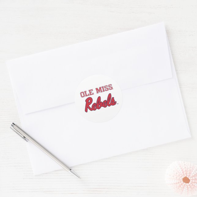 Adesivo Redondo Universidade do Mississippi | Ole Miss Rebels (Envelope)