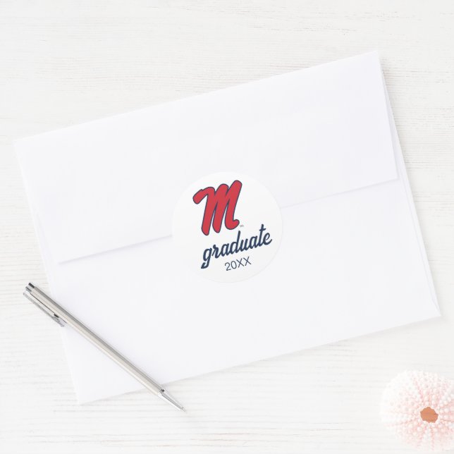 Adesivo Redondo Universidade do Mississippi | Script M (Envelope)