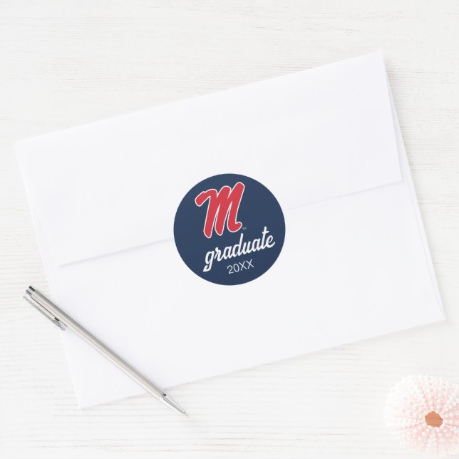 Adesivo Redondo Universidade do Mississippi | Script M (Envelope)