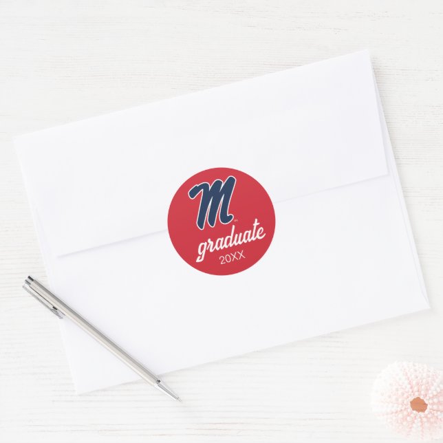 Adesivo Redondo Universidade do Mississippi | Script M (Envelope)