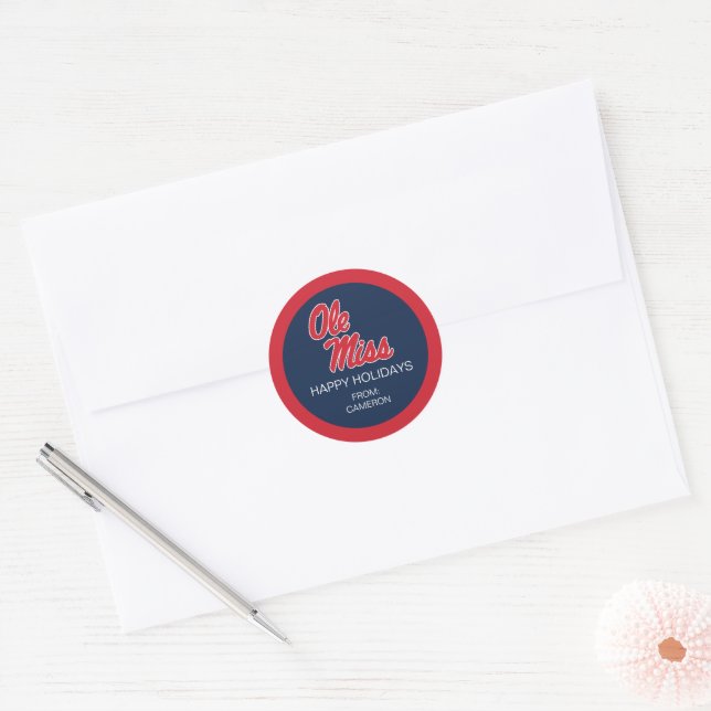 Adesivo Redondo Universidade do Mississippi | Script Ole Miss (Envelope)