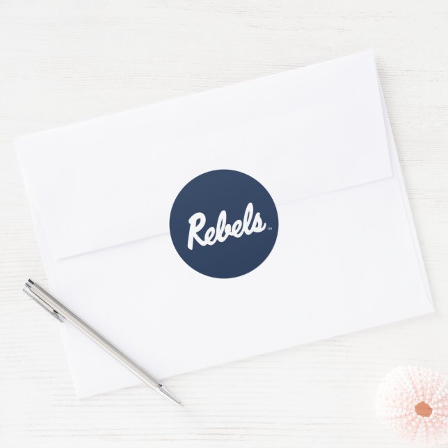 Adesivo Redondo Universidade do Mississippi | Script Rebels (Envelope)