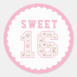 Adesivo Redondo Universidade Pink Coquette Sweet 16