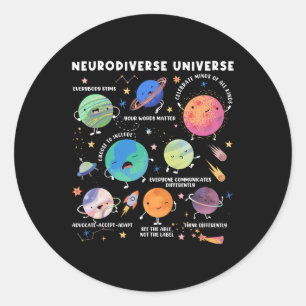 Adesivo Redondo Universo Neurodiverso Espaço Planeta Educação Espe