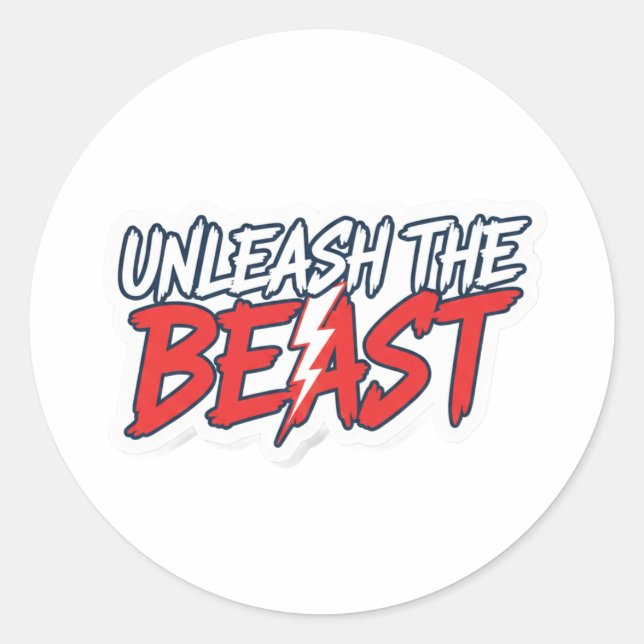 Adesivo Redondo Unleash The Beast - Motivational Fitness Quote (Frente)