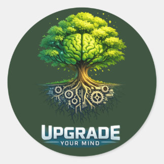 Adesivo Redondo Upgrade Your Mind Design