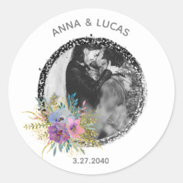 Adesivo Redondo *~* UPLOAD FOTO Casamento Bebê Favor Envelop Seal