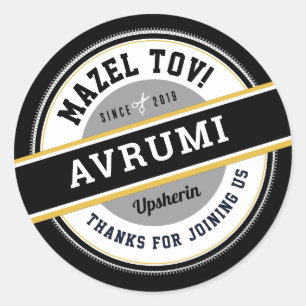 Adesivo Redondo Upsherin Personalizado Stickers com Nome