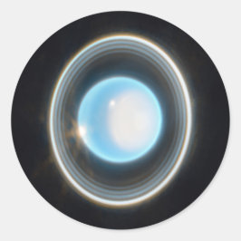 Adesivo Redondo Urano Planeta com Imagem JWST de Anéis