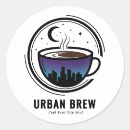 Adesivo Redondo Urban Brew City Skyline Coffee