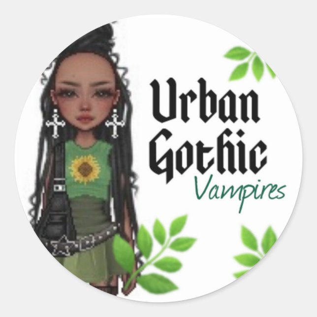 Adesivo Redondo Urban Gothic Vampires Stickers 8 (Frente)