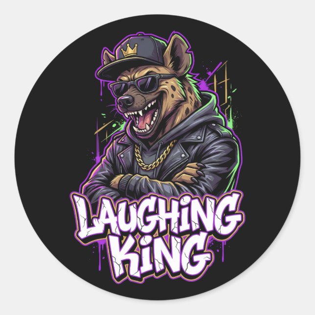 Adesivo Redondo Urban Graffiti Hyena Laughing King Wall Art (Frente)