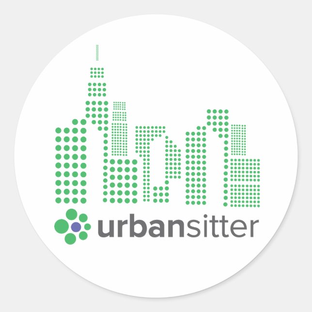 Adesivo Redondo UrbanSitter Round Sticker - 3", Folha de 6, Glossy (Frente)
