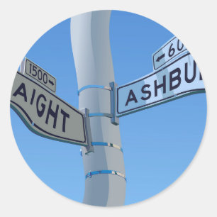 Adesivo Redondo Urdidura de Haight Ashbury
