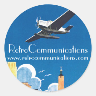 Adesivo Redondo URL de Retro do Flyg