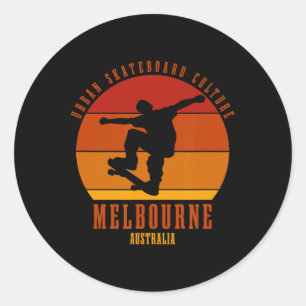 Adesivo Redondo Urn de Skateboardista Melbourne Austrália Skate