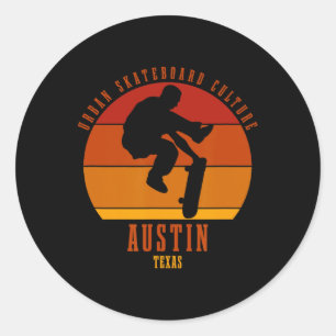 Adesivo Redondo Urn de skatista de Austin Texas Skateboarding
