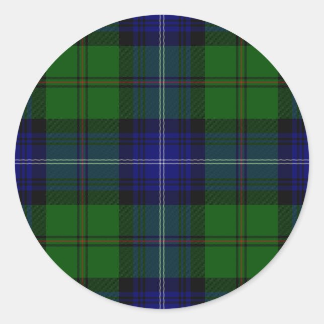 Adesivo Redondo Urquhart tartan Blue xadrez (Frente)