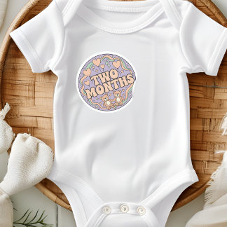 Adesivo Redondo Ursa de pelúcia retrô Boho bebê dois meses marco