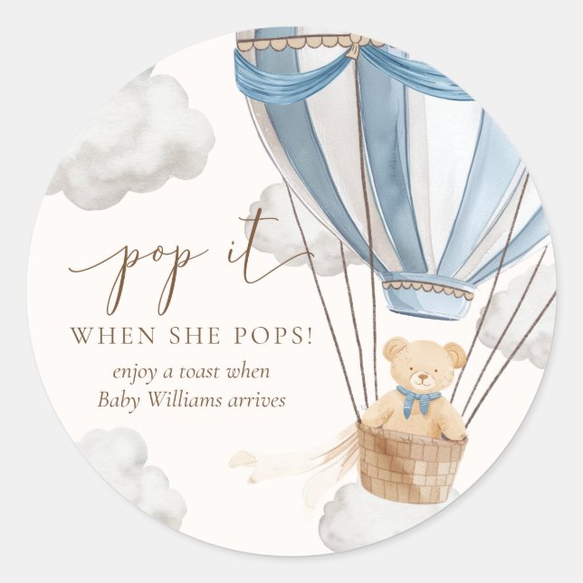 Adesivo Redondo Ursa Espera Urso de Pelúcia Estoura Quando Ela Est (Frente)