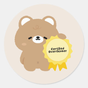 Adesivo Redondo Ursa Marrom Pensadora Certificada