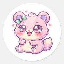 Ursa Rosa Fofa Kawaii Pastel Chibi Coração St