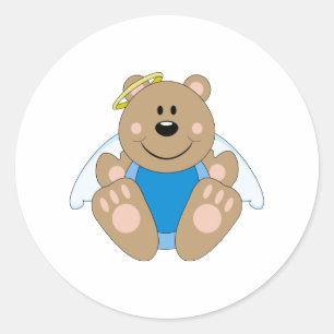 Adesivo Redondo Ursinho Anjo Cutelyn Bebê Menino