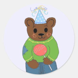 Adesivo Redondo Ursinho de aniversário