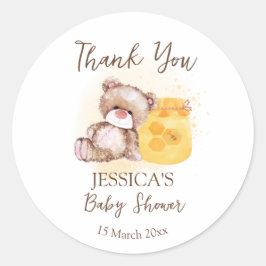 Adesivo Redondo Ursinho de mel com vassoura-de-vidro