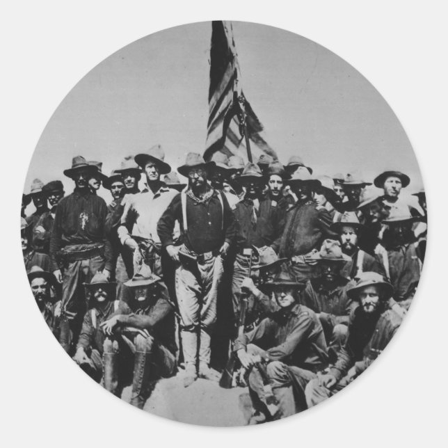 Adesivo Redondo Ursinho de ursinhos Roosevelt Rough Riders 1898 (Frente)