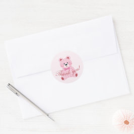 Adesivo Redondo Ursinho Gingham Rosa