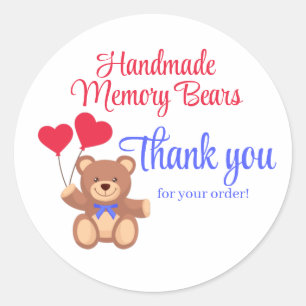 Adesivo Redondo Ursinho Memory Bear Agradeça aos negócios