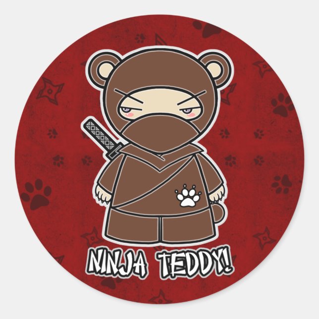 Adesivo Redondo Ursinho Ninja! No Red Sticker (Frente)