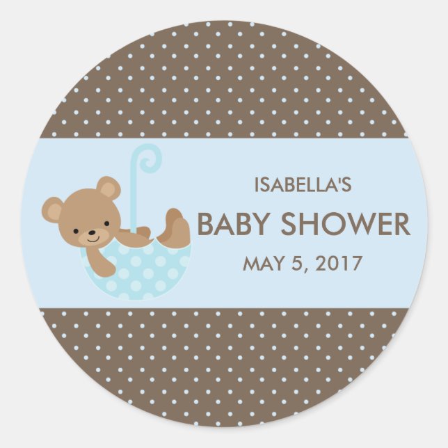 Adesivo Redondo Ursinho No Guarda-chuvas (Azul) Favor (Frente)