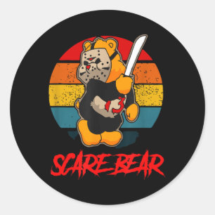 Adesivo Redondo Urso Assustador Urso Horrível Com Faca Assustador 